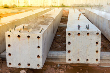 Precast Concrete piles in constuction site