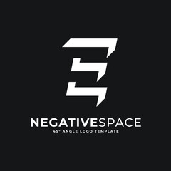 E Letter Logo Negative Space