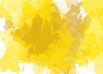 Brush strokes of yellow watercolor art drawing background