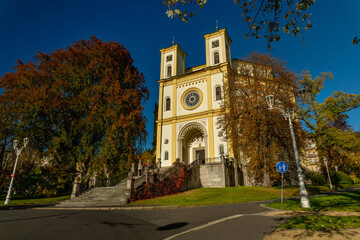 Fototapeta na wymiar Catholic church in spa town Marianske Lazne (Marienbad) - Czech Republic, Europe