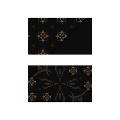 Black business card with luxurious brown ornament for your contacts.