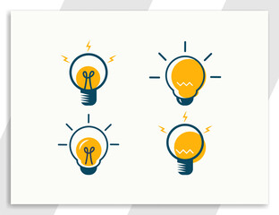 Set of yellow bulb illustration for idea concept
