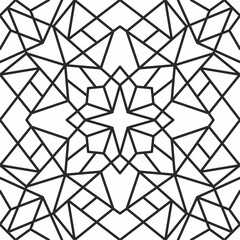 Vector seamless, endless geometric monochrome ornament. Eastern lattice for the interior of the mosque. Muslim ornament, sandblasting, plotting and laser cutting
