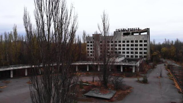 Abandoned hotel "Polesie" in the city of Pripyat near Chernobyl