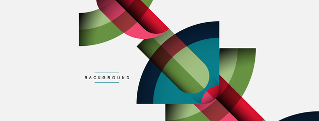 Geometric abstract background. Round shapes, circles, lines composition for wallpaper banner background or landing page