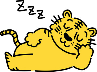 人間のように眠るトラのイラスト