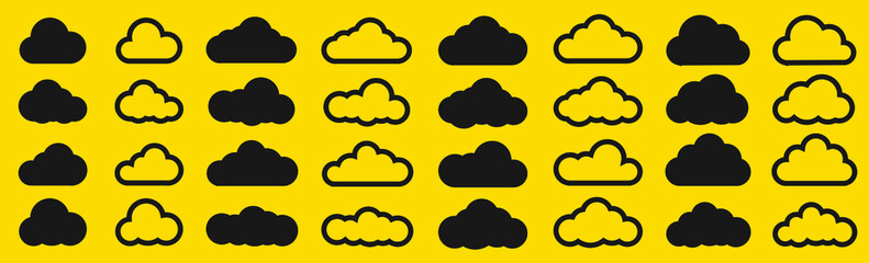 Vector Illustration Cartoon Collection Of Sky Clouds On Yellow Background