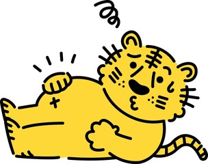 正月太りを気にするトラのイラスト