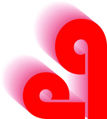 illustration red heart with shadow