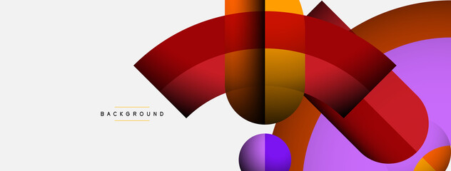 Geometric abstract background. Round shapes, circles, lines composition for wallpaper banner background or landing page