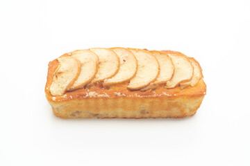 apple loaf crumbled cake on white background