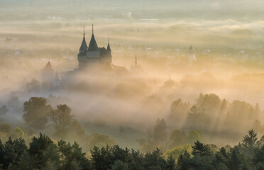 Bojnice castle in the fog