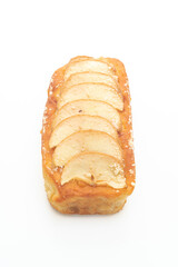 apple loaf crumbled cake on white background
