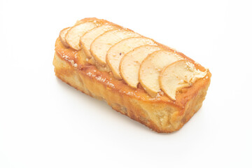 apple loaf crumbled cake on white background