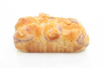 taro toast bread on white background