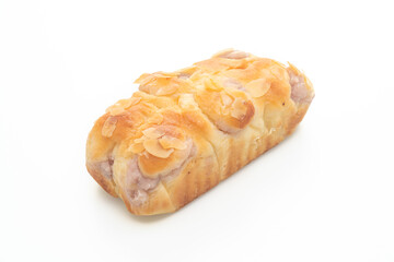 taro toast bread on white background