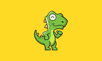 Illustration vector mascot of happy dinosaur