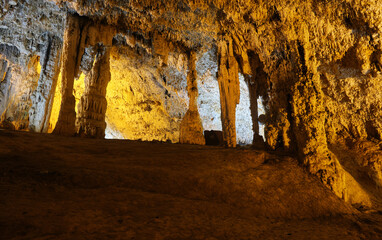 View of Neptune Cave, ancient cave in Alghero, Sardinia, Italy