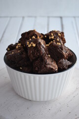 brownie pie chocolate pieces on a white background