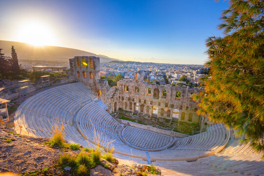 The theater of Herodion Atticus under the ruins of Acropolis, Athens, Greece.