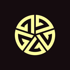 Initial letter G, G5, 5G or number 7 logo template with geometric pentagonal shield illustration in flat design monogram symbol
