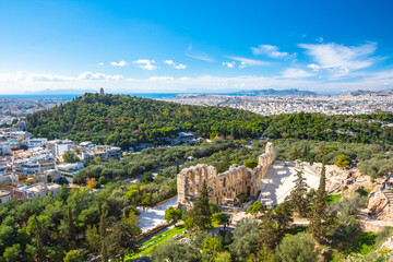 Obraz premium The theater of Herodion Atticus under the ruins of Acropolis, Athens, Greece.