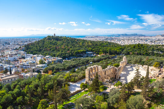 The theater of Herodion Atticus under the ruins of Acropolis, Athens, Greece.
