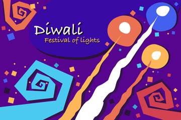 Colourful Diwali fireworks. Greetings for Diwali festival