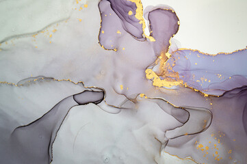 Metallic Abstract Background Liquid. Alcohol Ink Drops. Gold Flow Wallpaper. Fluid Acrylic Texture. Abstract Liquid. Contemporary Grunge Mix. Oil Abstract Liquid.