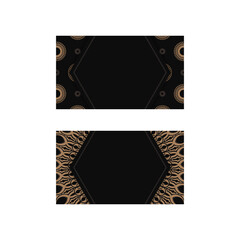 Black business card with brown mandala ornament for your brand.