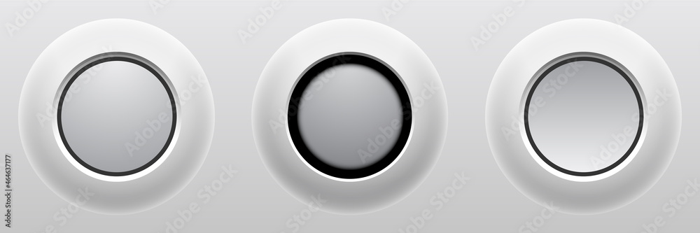 Poster buttons white and grey isolated, interesting navigation panel for website, editable vector illustrat