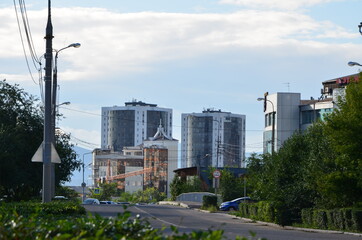 A street with buildings