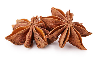 Star anise spice and isolated on white background