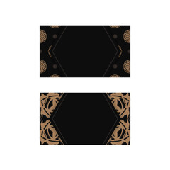 Black business card with vintage brown pattern for your brand.