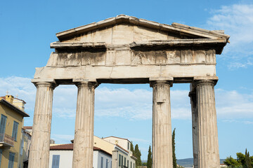 Fototapeta premium Ruine der Hadriansbibliothek bei der Akropolis, Athen, Griechenland