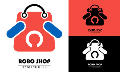 robot power element and shopping bag shopping icon logo logo