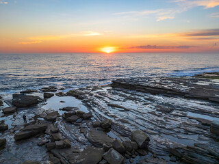 Aerial Sunrise Seascape at Rocky Inlet