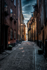 Naklejka na ściany i meble Narrow street, old town Stockholm