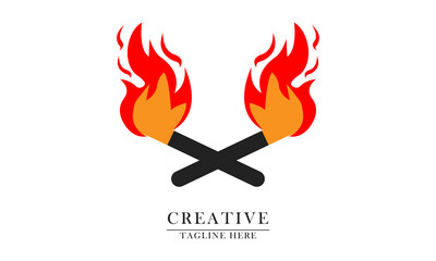 fire and firewood elements logo icon