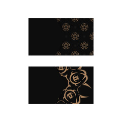 Black business card with Indian brown pattern for your brand.