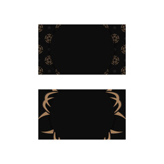 Black business card with Indian brown pattern for your contacts.