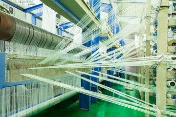 Packaging bag production workshop, A factory workshop where textile belts are produced