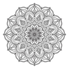 isolated outline mandala art therapy round decorative coloring book vector design element