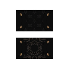 Business card in black with vintage brown ornament for your personality.