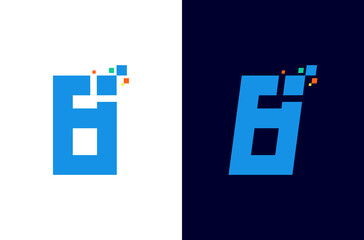 Number 8 digital logo design with pixel