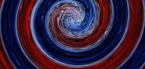 Abstract red and blue spiral with line