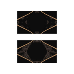 Business card in black with Indian brown pattern for your business.
