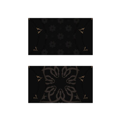 Black business card template with brown mandala ornament for your personality.