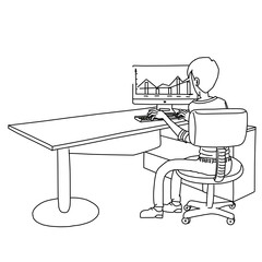 Hugo Man Working Typing on Computer Office Desk Whiteboard Animation SVG Image
