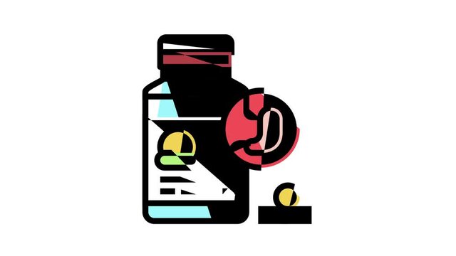 Digestion Disease And Treatment color icon animation. Digestion System And Gastrointestinal Tract, Examining And Consultation, Heartburn And Gassing